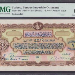 Osmanlı Bankası 6.Ems. 1 Lira - 1332 (1914)