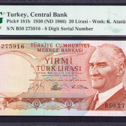 6.Ems. 20 Lira  B50 "8 haneli Seri Numarası"