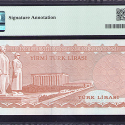 6.Ems. 20 Lira I87 "TCMB Başkan Yardımcısı Sayın Yavuz CANEVİ tarafından Islak İmzalı"