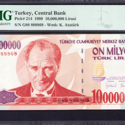 7.Ems. 10.000.000 Lira G88 8888 68 - "TOPPOP"